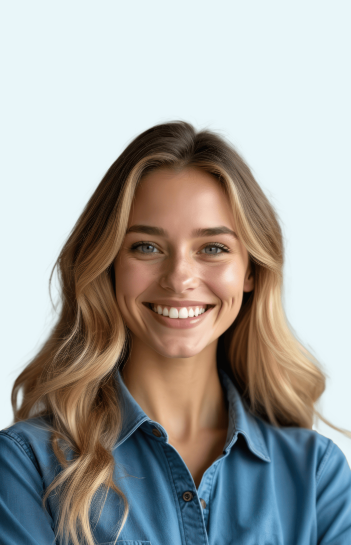 junge, lachende Frau mit blonden Haaren